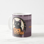 Mug Carte d'automne de chat mignon Halloween (Devant gauche)