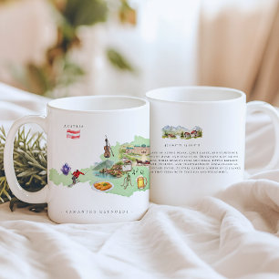 Mug Carte d'Autriche illustrée à l'aquarelle Monogra