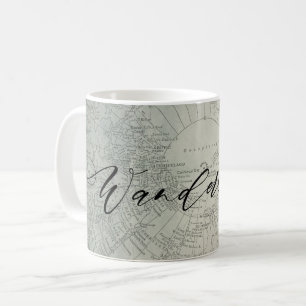 Mug Carte d'aventure à l'aquarelle dégradé sarcelle Wa