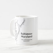 Mug Carte de Baltimore Maryland Cadeau Noir et Blanc (Devant gauche)