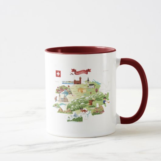 Mug Carte de bande dessinée de la Suisse (Droite)