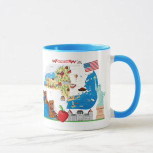 Mug Carte de bande dessinée de l'état de New-York