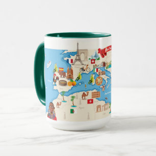 Mug Carte de bande dessinée du méditerranéen