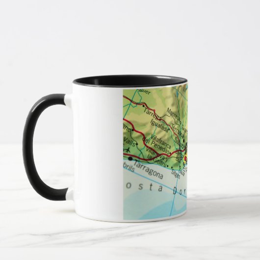 Mug Carte de Barcelone, Espagne (Gauche)