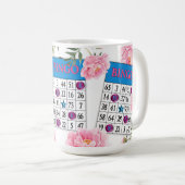 Mug Carte de Bingo avec Fleurs Roses Dainty (Devant droit)
