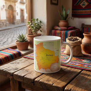 Mug Carte de Bolivie avec villes et frontières