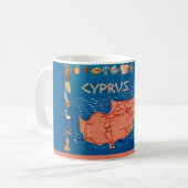 Mug Carte de Chypre Illustrée Colorée (Devant gauche)