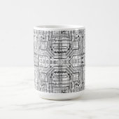 Mug Carte de circuit noir, blanc, argent (Centre)