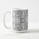 Mug Carte de circuit noir, blanc, argent (Gauche)