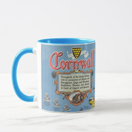Mug Carte de Cornwall, Angleterre (Gauche)