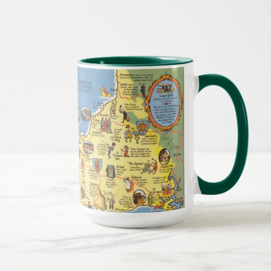 Mug Carte de Cornwall, Angleterre (Droite)
