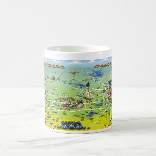 Mug Carte de Dallas Fort Worth (Centre)