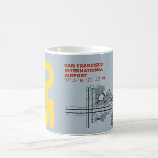 Mug Carte de diagramme de l'aéroport de San Francisco (Centre)