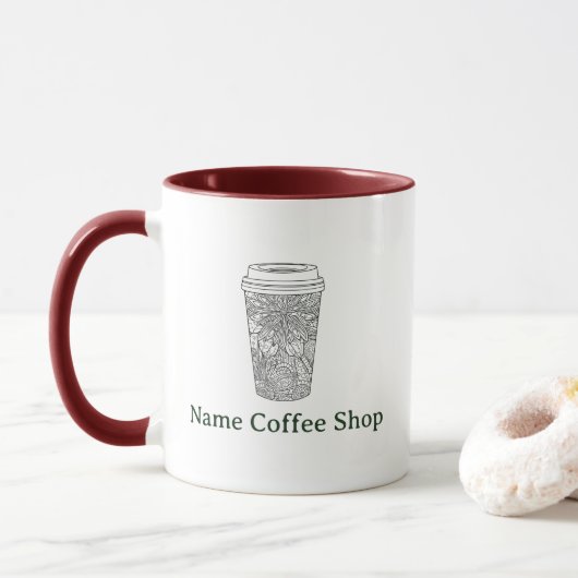 Mug Carte de fidélité de salon de café simple moderne (Avec donut)