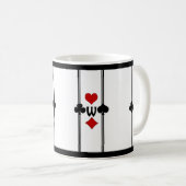 Mug Carte de jeu Art Déco avec Monogramme (Devant droit)