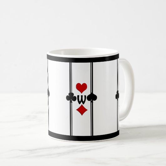 Mug Carte de jeu Art Déco avec Monogramme (Devant droit)