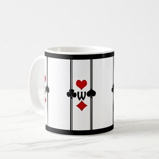 Mug Carte de jeu Art Déco avec Monogramme (Devant gauche)