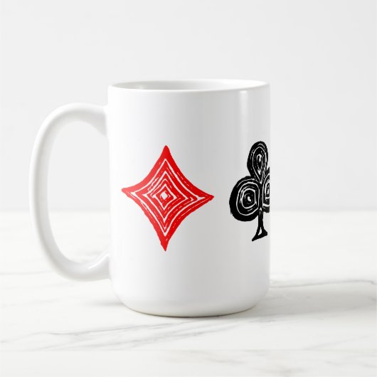 Mug Carte de jeu noir/blanc/rouge Tous les symboles Li (Gauche)