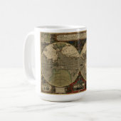 Mug Carte de Jodocus Hondius 1595 du monde (Devant gauche)