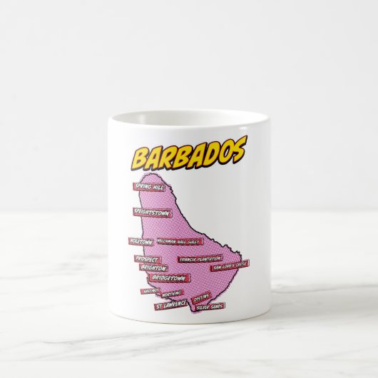 Mug Carte de la Barbade illustrée dans le style Pop Ar (Centre)