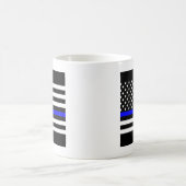 Mug Carte de la ligne bleue mince sur un drapeau améri (Centre)