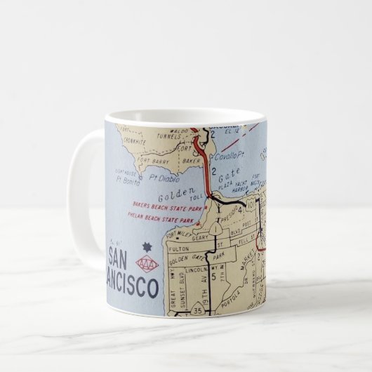 Mug Carte de la région de San Francisco  (Devant gauche)