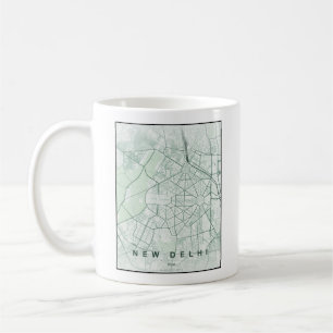 Mug Carte de la ville de New Delhi, Inde, design minim