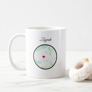 Mug Carte de la ville de Zagreb Croatie peinte à la ma