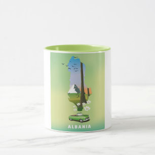 Mug Carte de l'Albanie Affiche de voyage illustrée