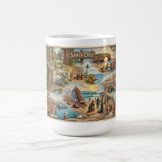 Mug Carte de l'ambiance de Santa Cruz – Impression d'a (Centre)
