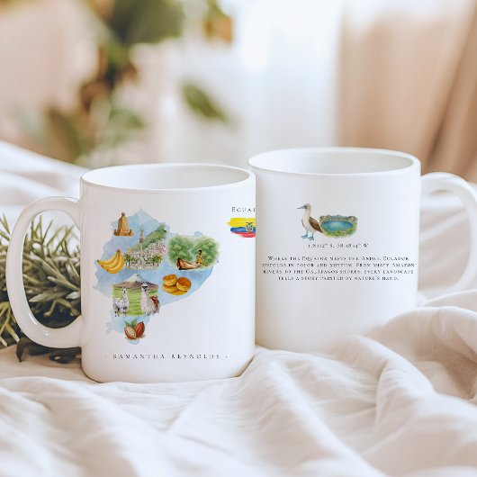 Mug Carte de l'aquarelle illustrée Équateur | Monogram