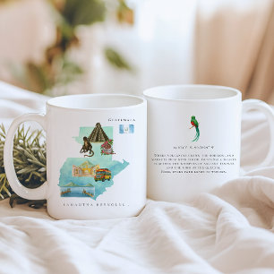 Mug Carte de l'aquarelle illustrée Guatemala Monogra
