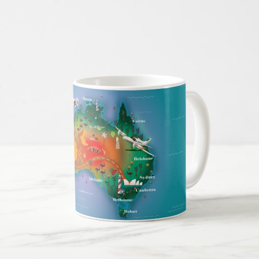 Mug Carte de l'Australie poster Voyage (Devant droit)