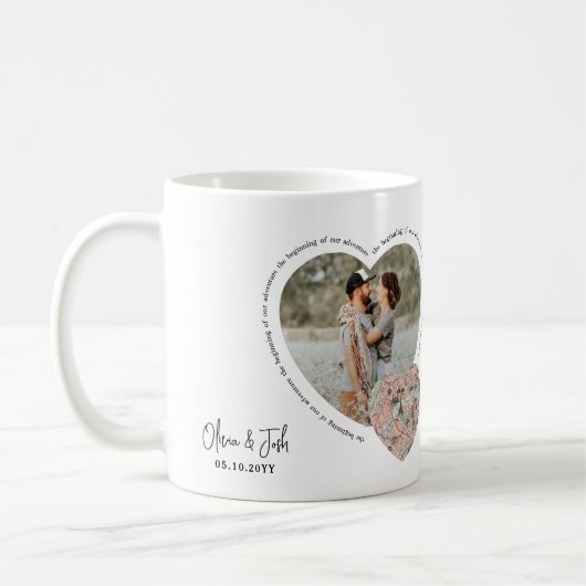 Mug Carte de l'emplacement du coeur photo fiançailles (Gauche)