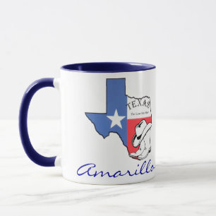 Mug Carte de l'État du Texas à Amarillo avec Étoil