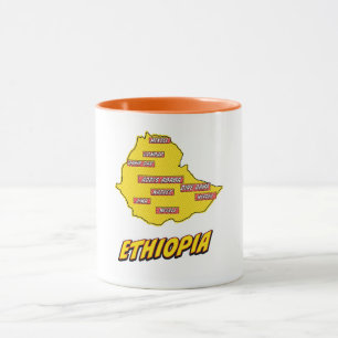 Mug Carte de l'Éthiopie illustrée par Pop Art