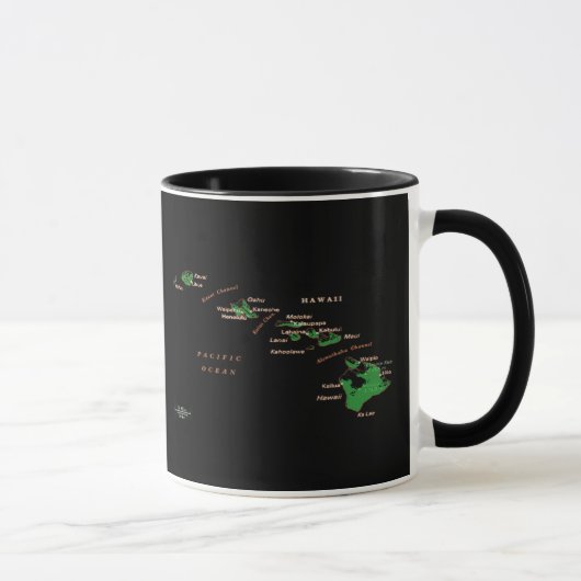 Mug Carte de l'île d'Hawaii (Droite)
