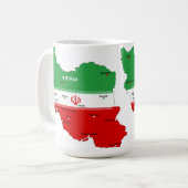 Mug Carte de l'Iran avec drapeau et emblème (Devant gauche)