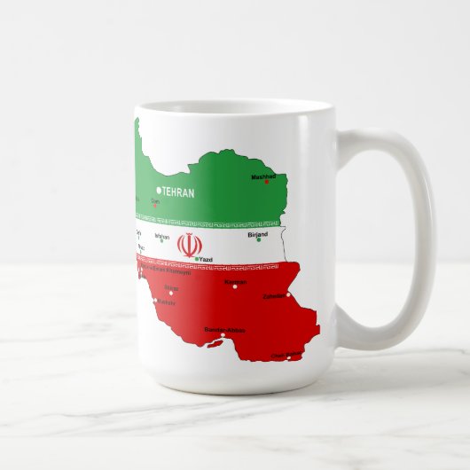 Mug Carte de l'Iran avec drapeau et emblème (Droite)