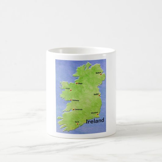 Mug Carte de l'Irlande - y compris les villes irlandai (Centre)