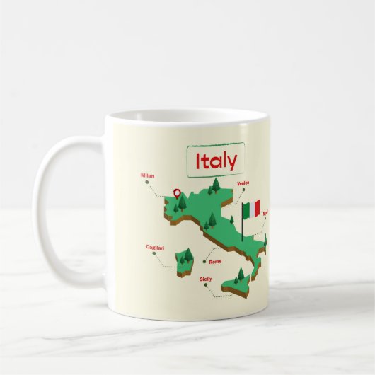 Mug Carte de l'Italie cool et colorée (Gauche)