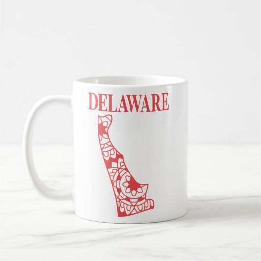 Mug Carte de mandala d'état du Delaware, Fabriqué dans (Gauche)