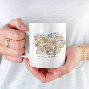 Mug Carte de mariage à l'aquarelle   Nouvellement mari