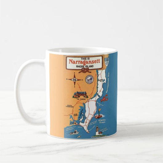 Mug Carte de Narragansett Rhode Island (Gauche)