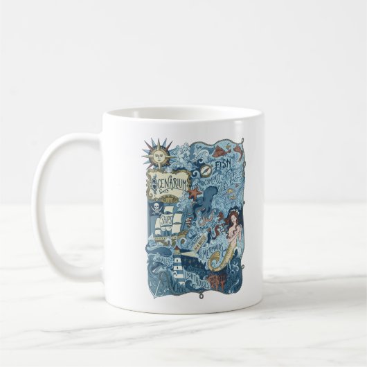 Mug Carte de navigation nautique vintage compas (Gauche)