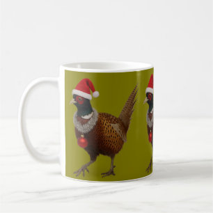 Mug Carte de Noël festive avec un faisan