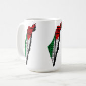 Mug Carte de Palestine avec drapeau et Motif Keffiyeg (Devant gauche)