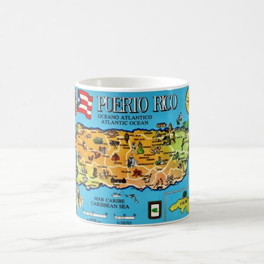 Mug Carte de Porto Rico Bleu Clair (Centre)