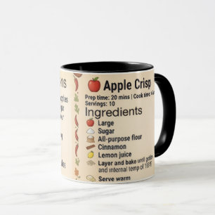 Mug Carte de recette de Tarte aux pommes croustillante