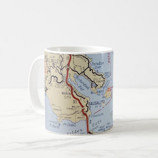 Mug Carte de Sausalito Mill Valley (Devant gauche)